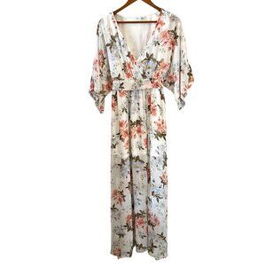 Baltic Born Floral Wrap Maxi Dress in White and Pink country boho
